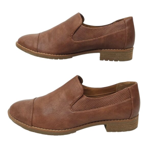 Euro Soft Sofft Wavery Loafer Women Size 7 M Brown Toffee Faux Leather Slip On - Picture 1 of 16